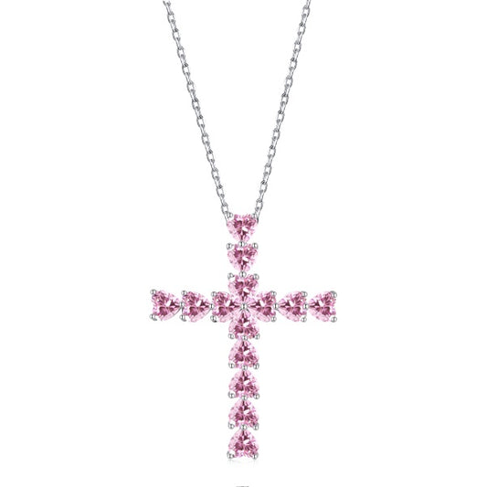 Silver Rose Cross Pendant
