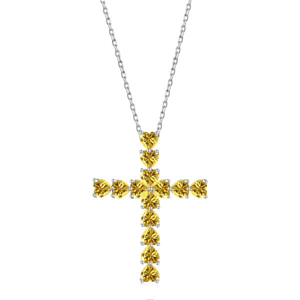 Yellow Cross Heart Cut Pendant