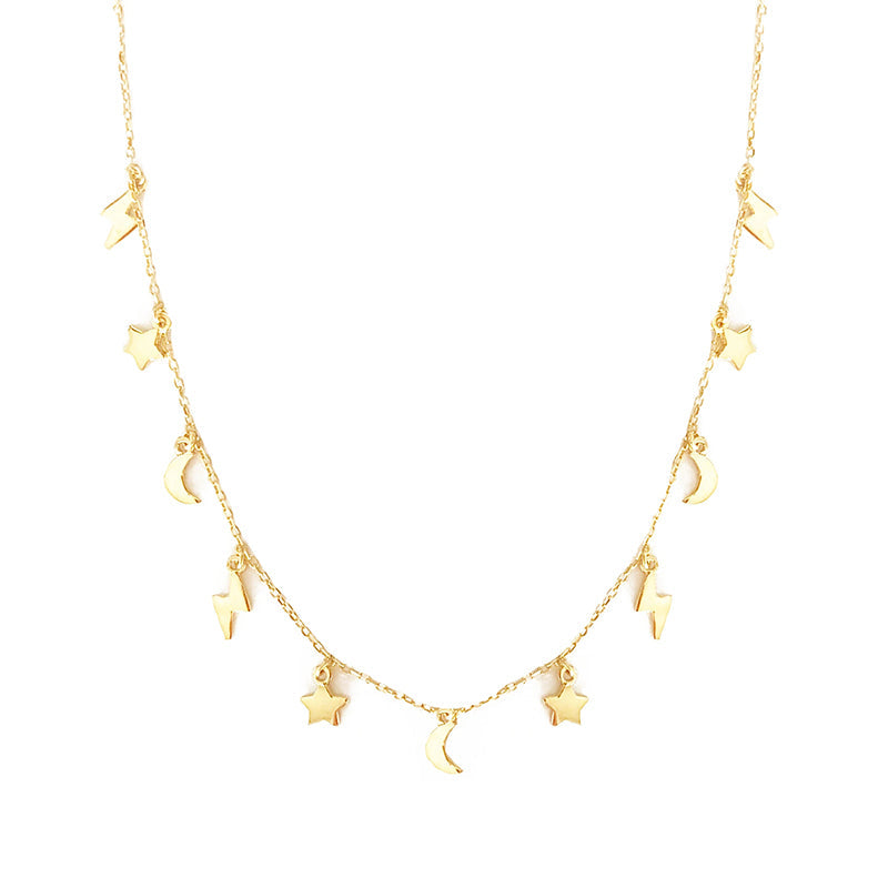 Yellow Gold Star and Moon Chain