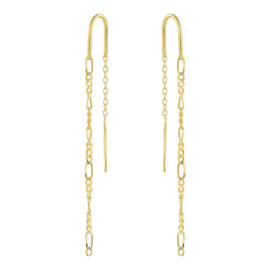 Yellow Gold Simple Chain Earring