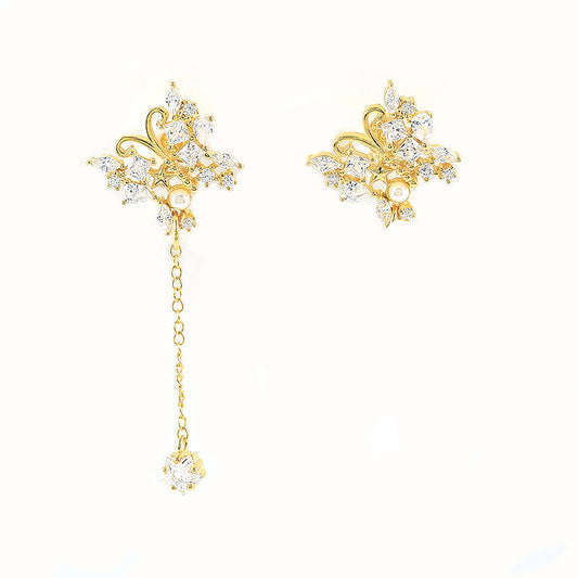 Yellow Gold Butterfly Hanging Stud