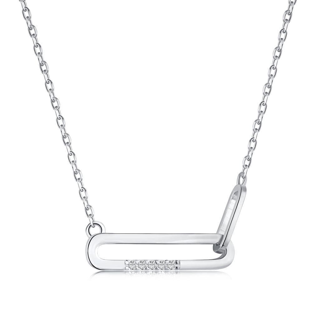 Paper Clip Pendant White