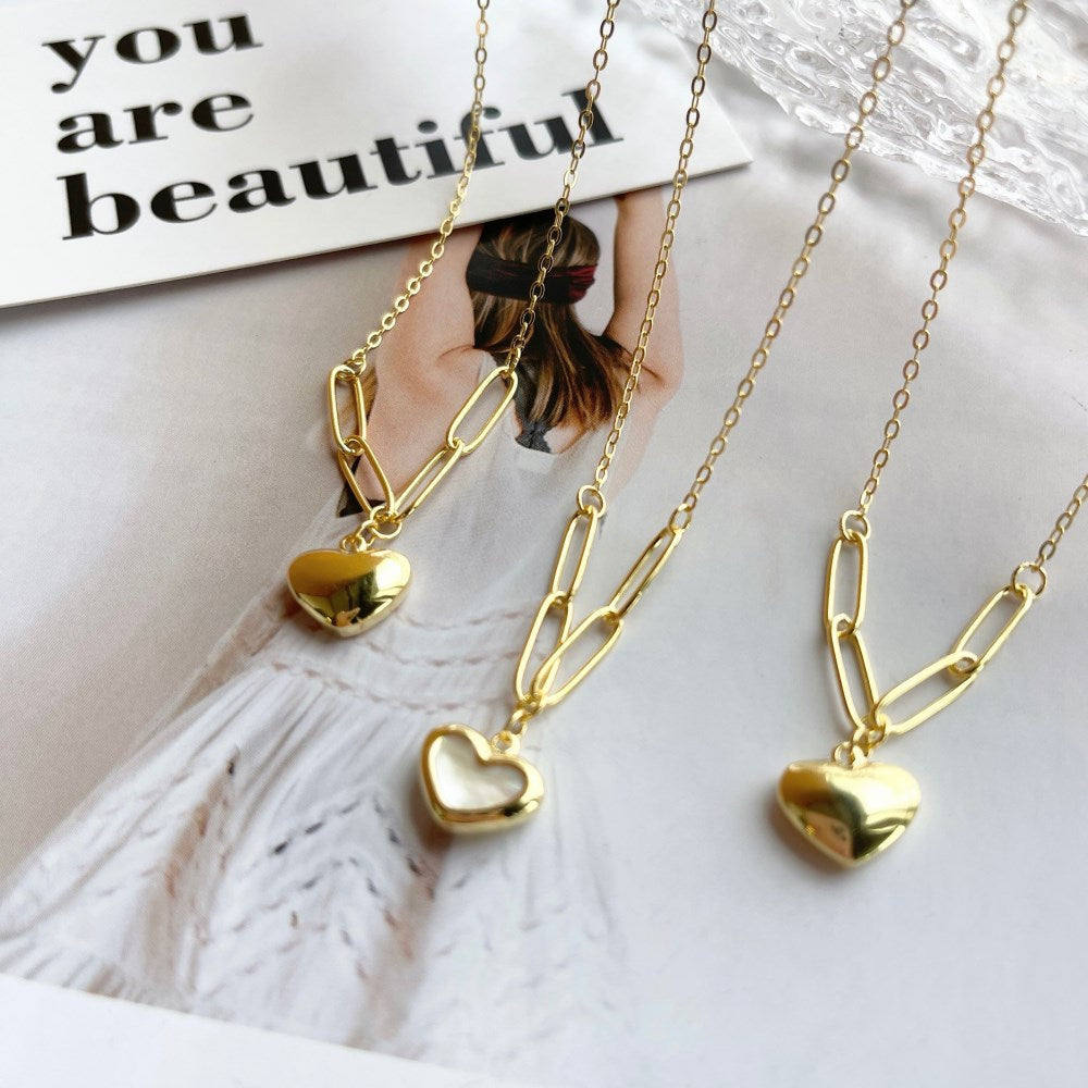 Yellow Gold Heart Enamel Pendant