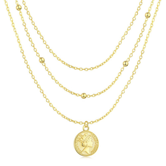 Three Layer Coin Pendant in Yellow Gold