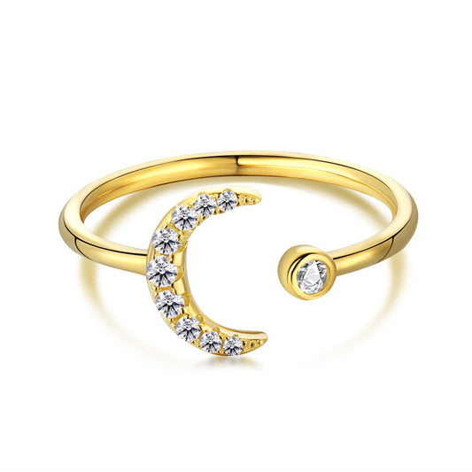 Moon Yellow Gold Open Ring