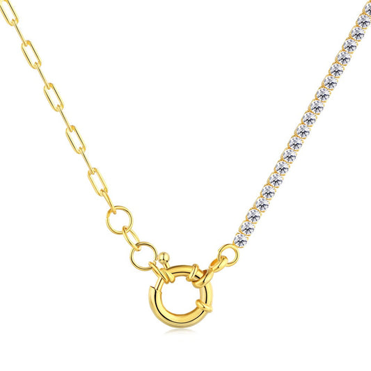 Half Riviera Pendant Yellow Gold