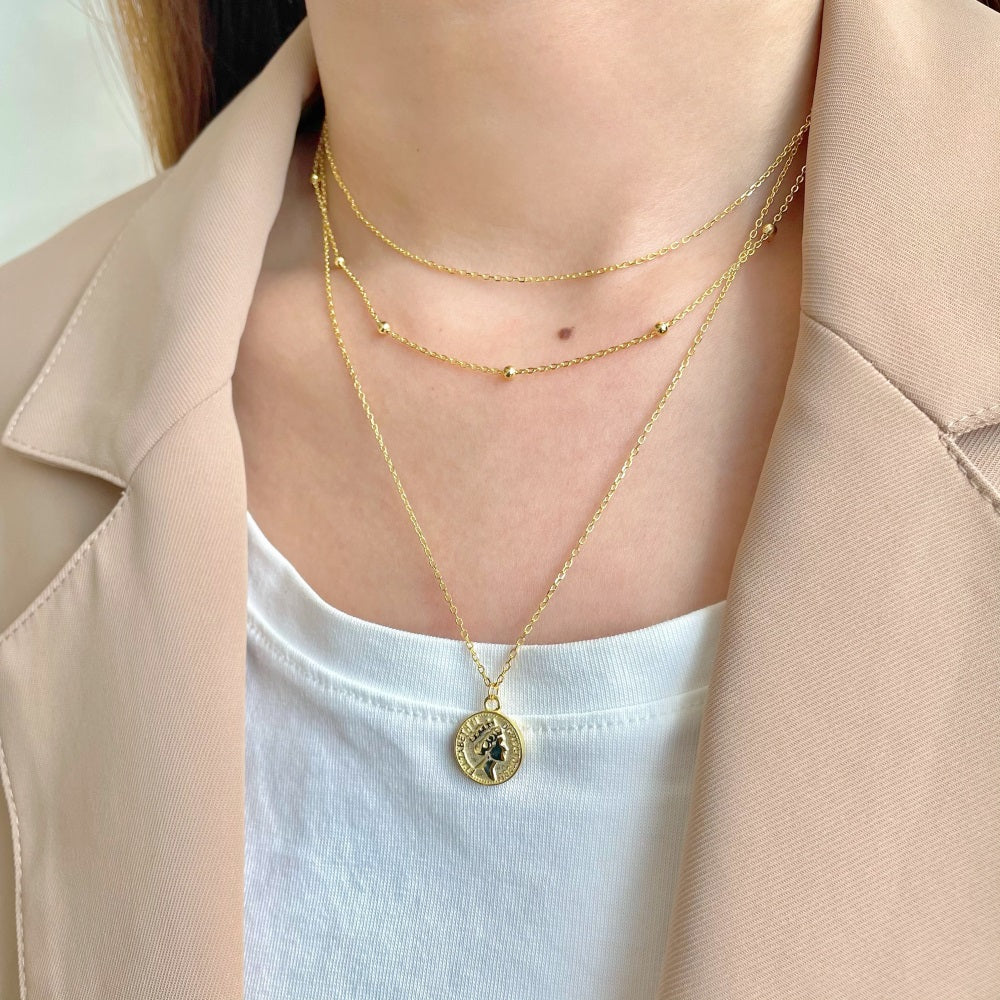 Three Layer Coin Pendant in Yellow Gold