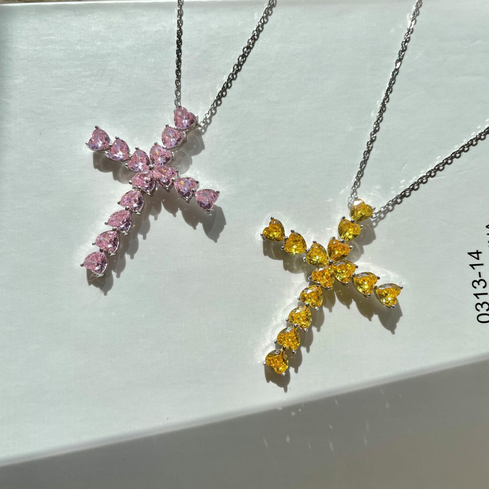 Silver Rose Cross Pendant