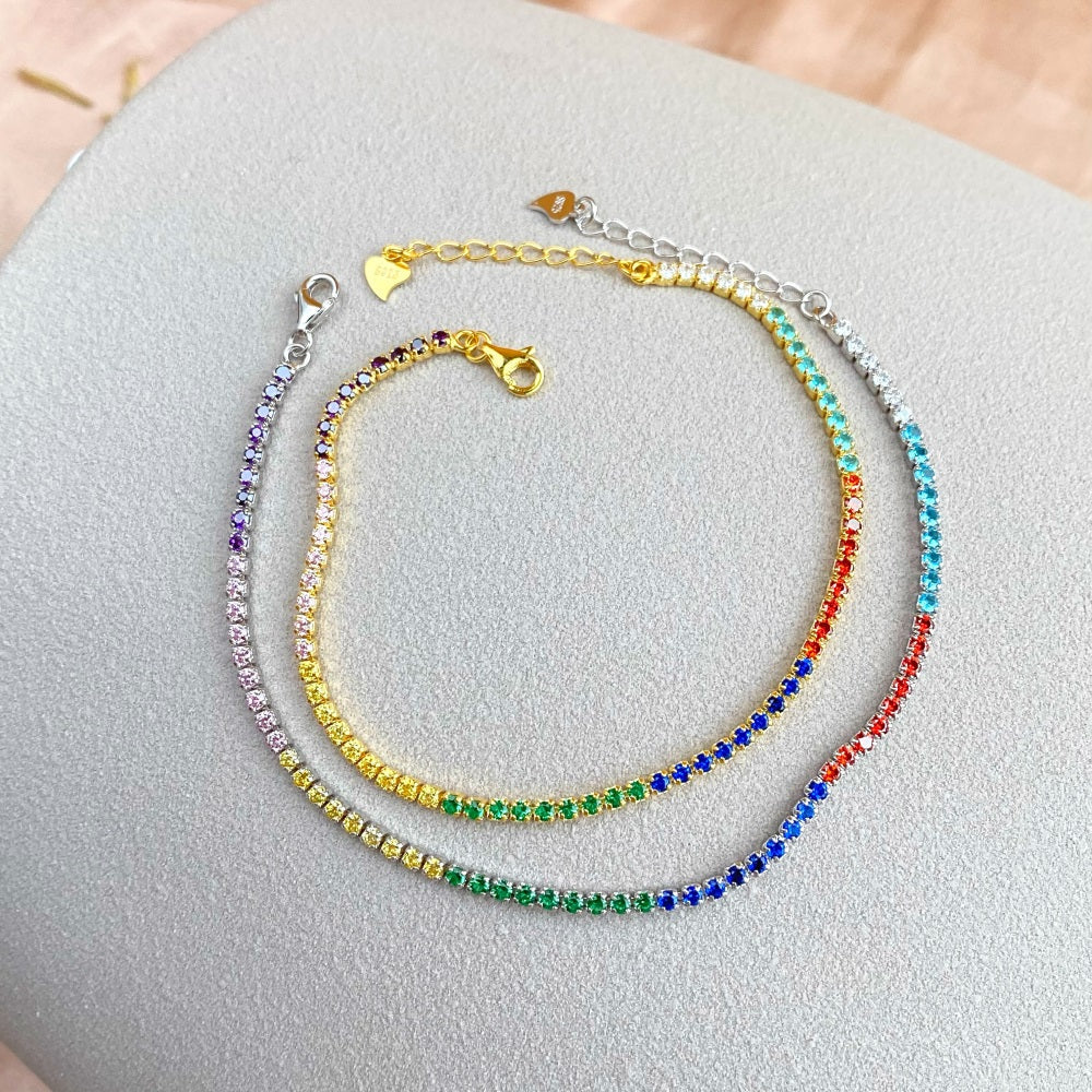 Silver Gold Vermeil Multi Color Bracelet