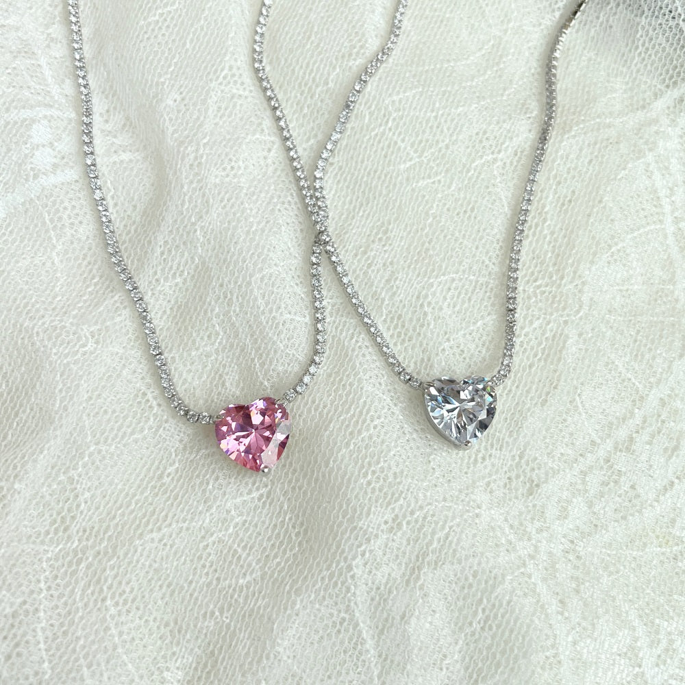 Silver Pink Heart Riviera
