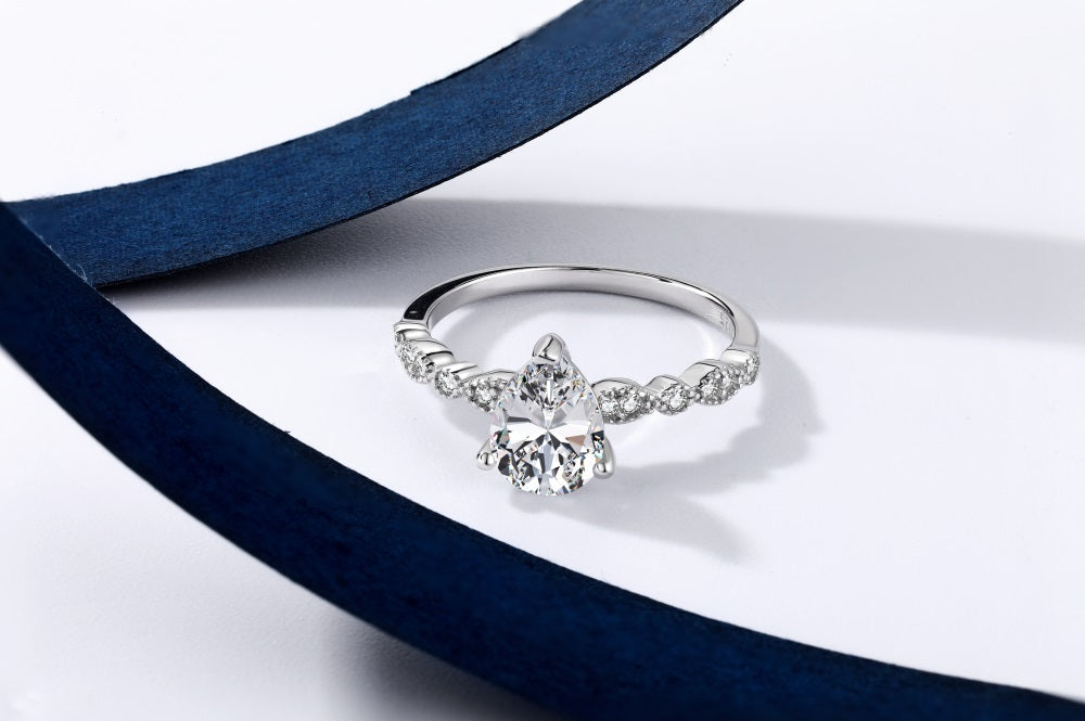 Silver Mini Pear Ring