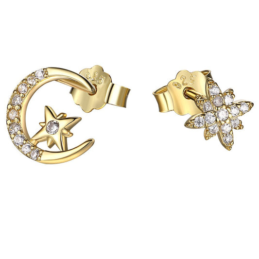 Fancy Star And Moon Studs