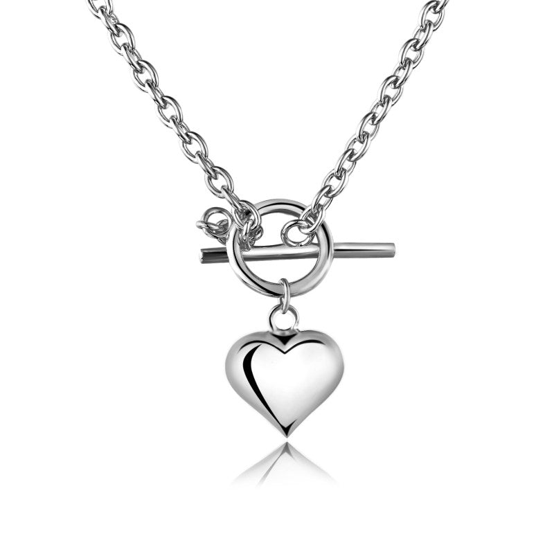Front Lock Heart Pendant in White