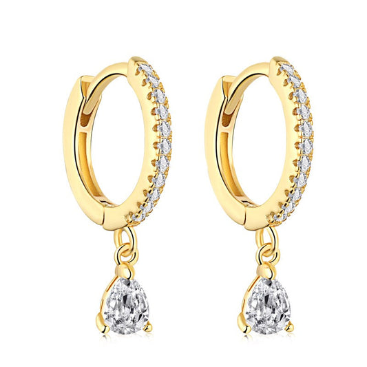 Pear Drop Yellow Gold Huggies