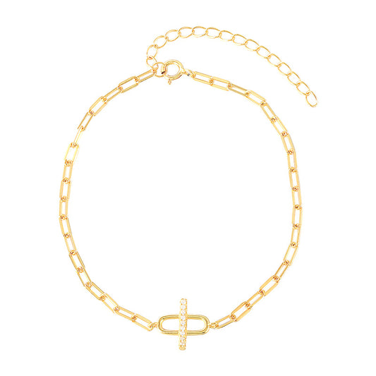 Yellow Gold Paperclip Bracelet
