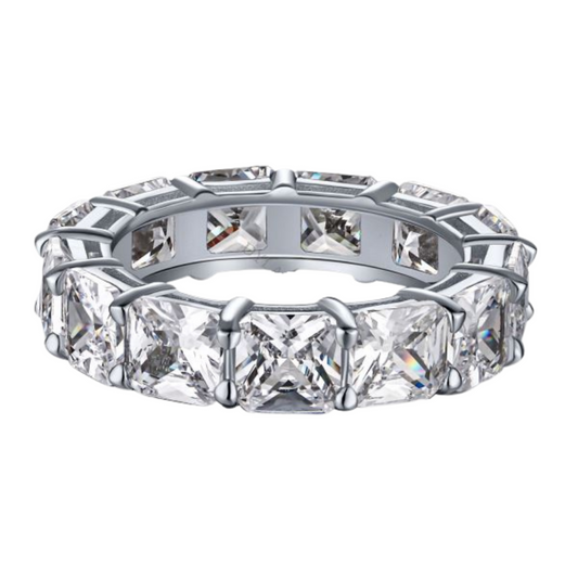 Silver & Simulated Diamond Princess Cut Eternity
