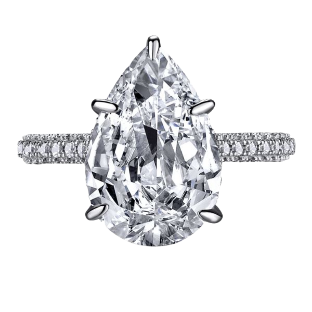 Silver Grand Pear Solitaire