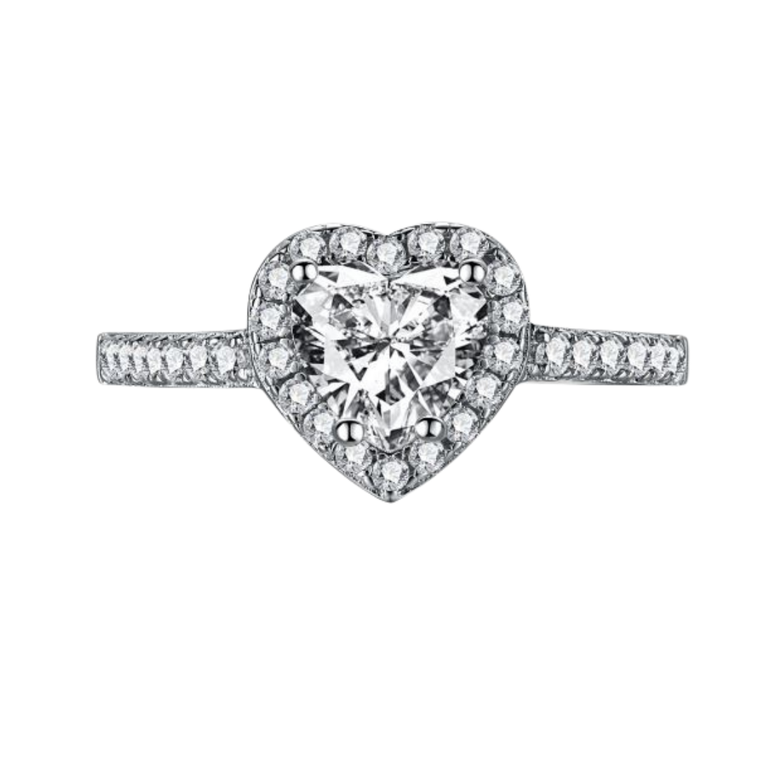 Silver Halo Heart Ring