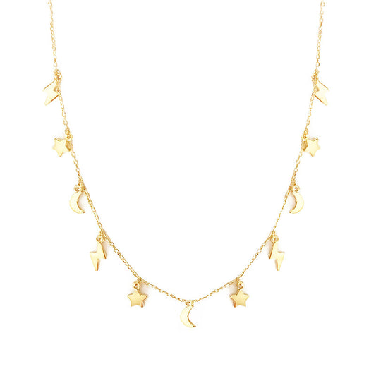 Yellow Gold Star and Moon Chain