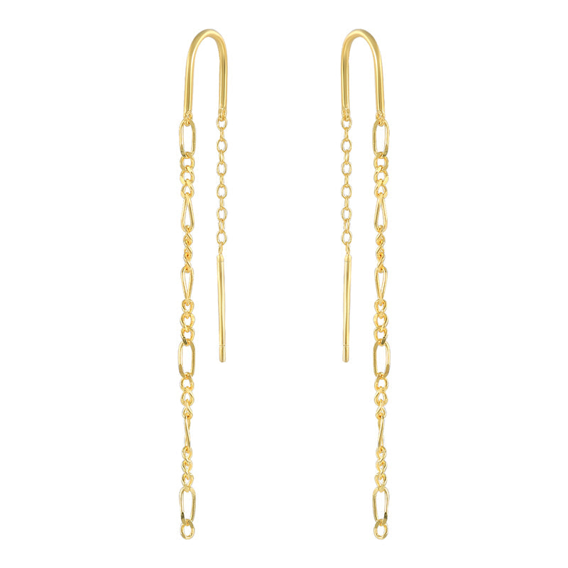 Yellow Gold Simple Chain Earring