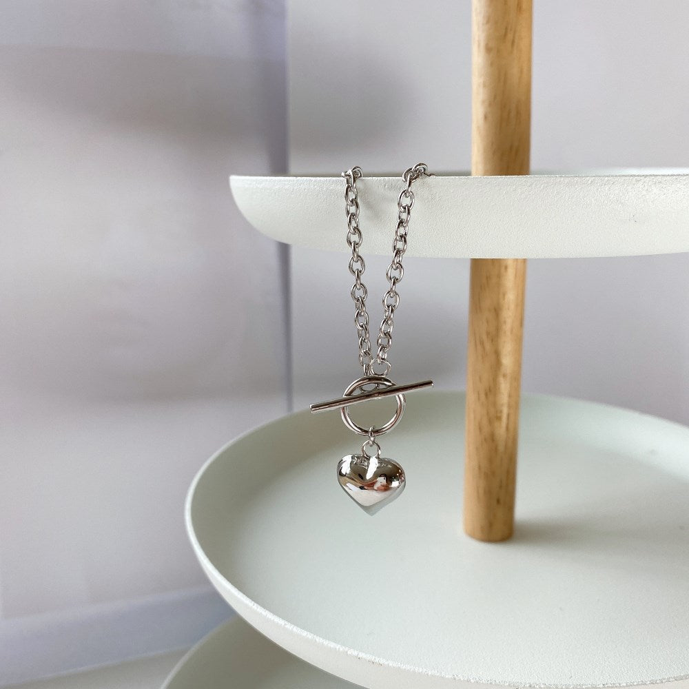 Front Lock Heart Pendant in White