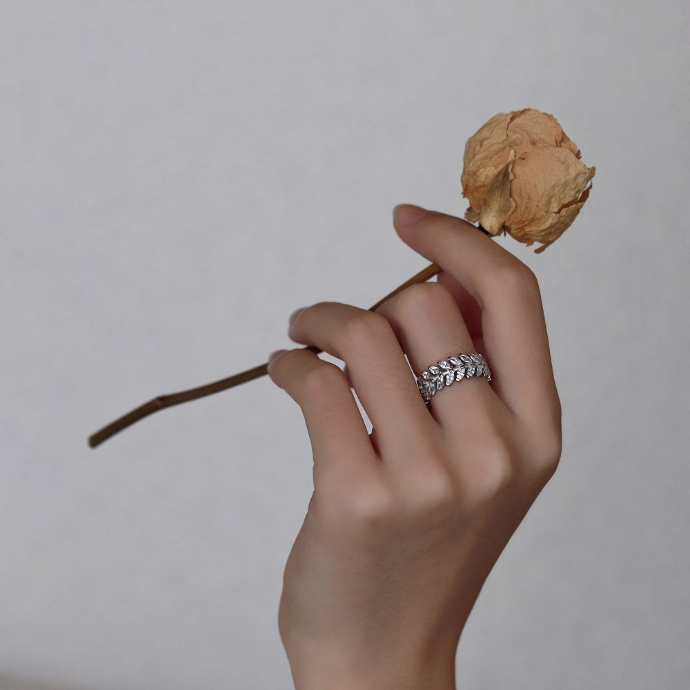 Silver Leaf Marquise Eternity