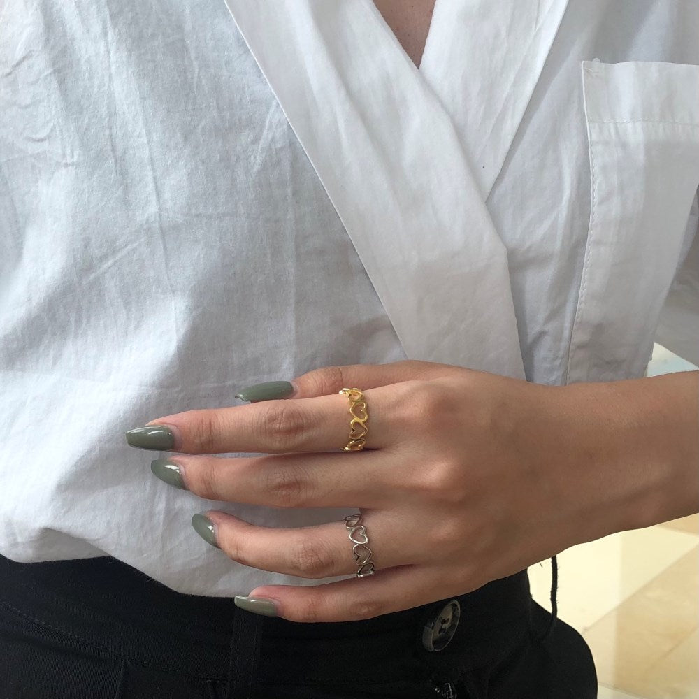 Heart Shaped Rings in Yellow Gold