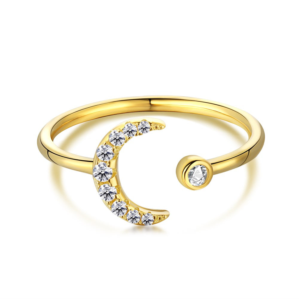 Moon Yellow Gold Open Ring
