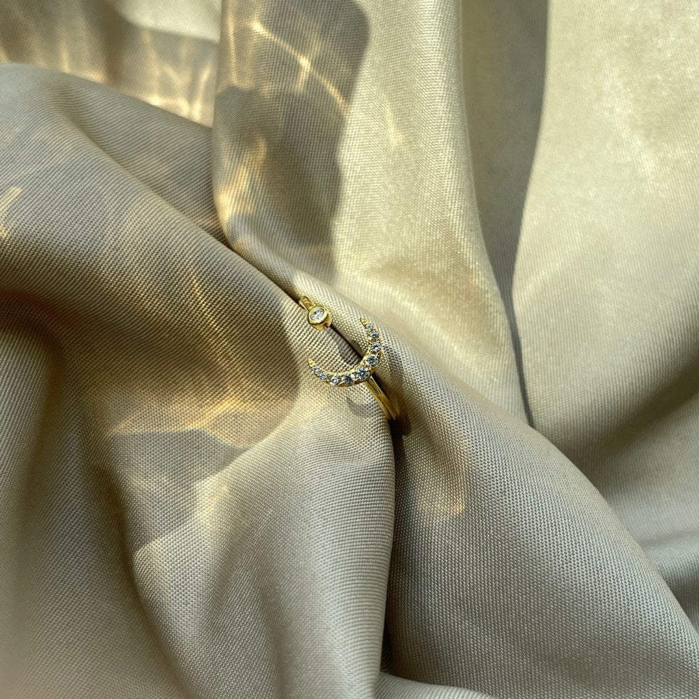 Moon Yellow Gold Open Ring