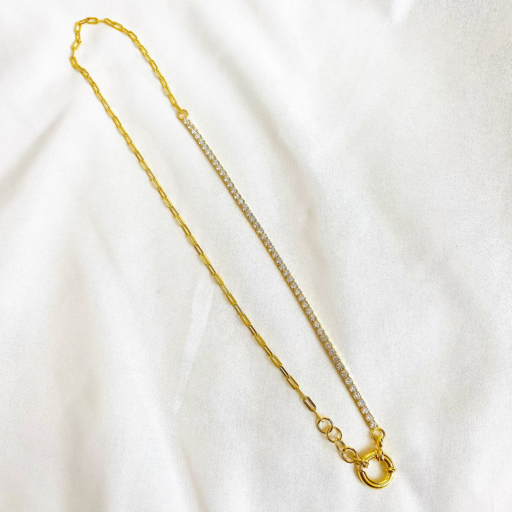 Half Riviera Pendant Yellow Gold