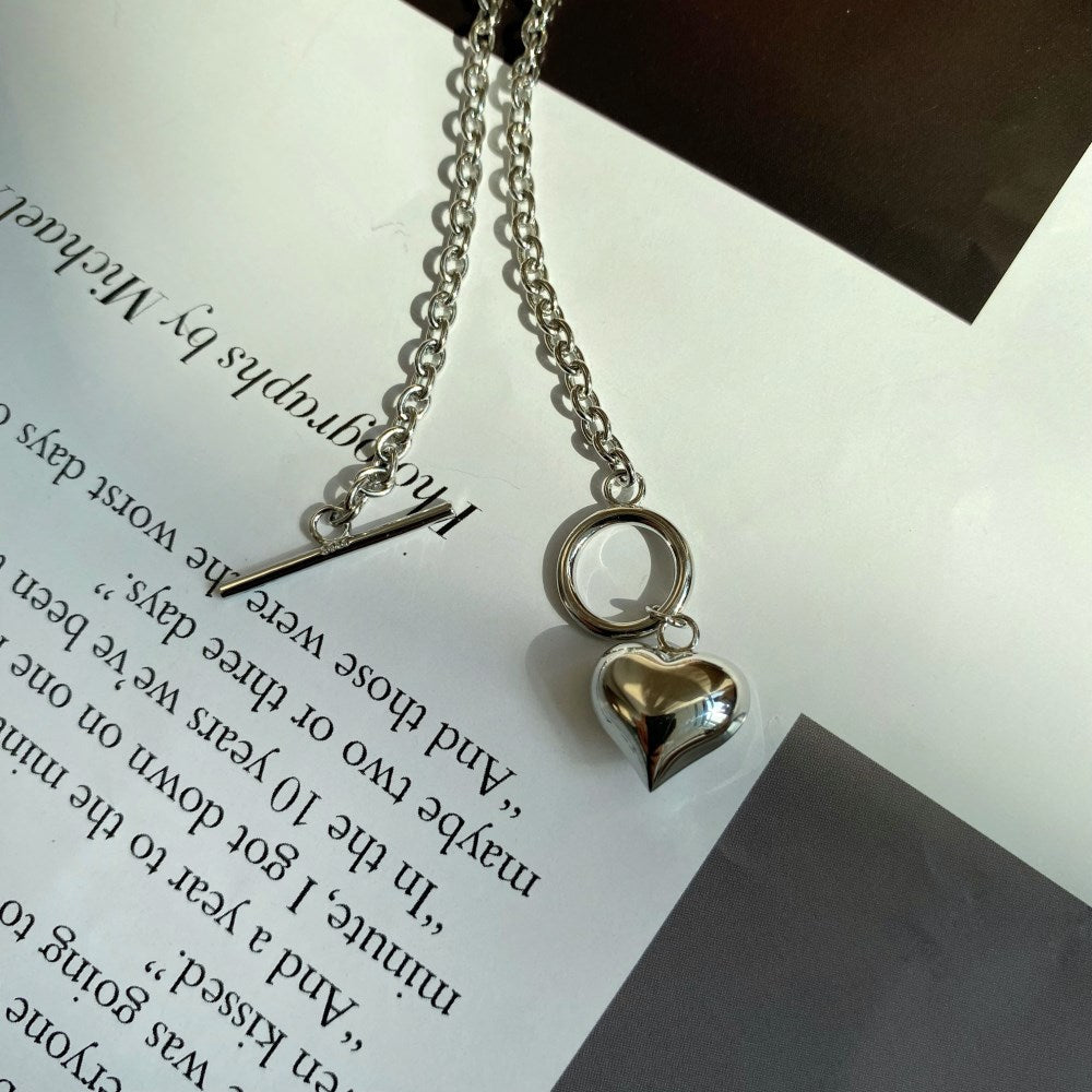 Front Lock Heart Pendant in White