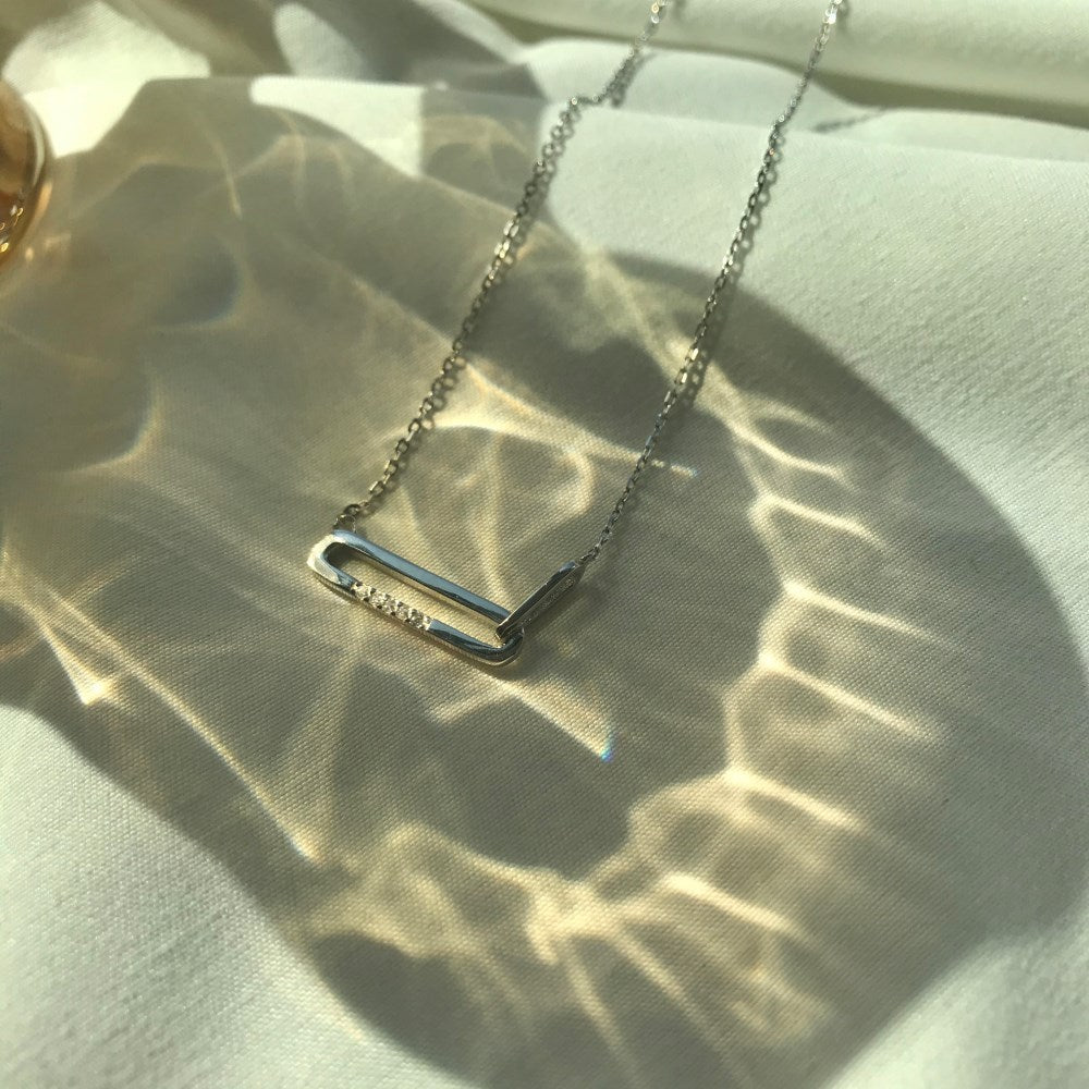 Paper Clip Pendant White