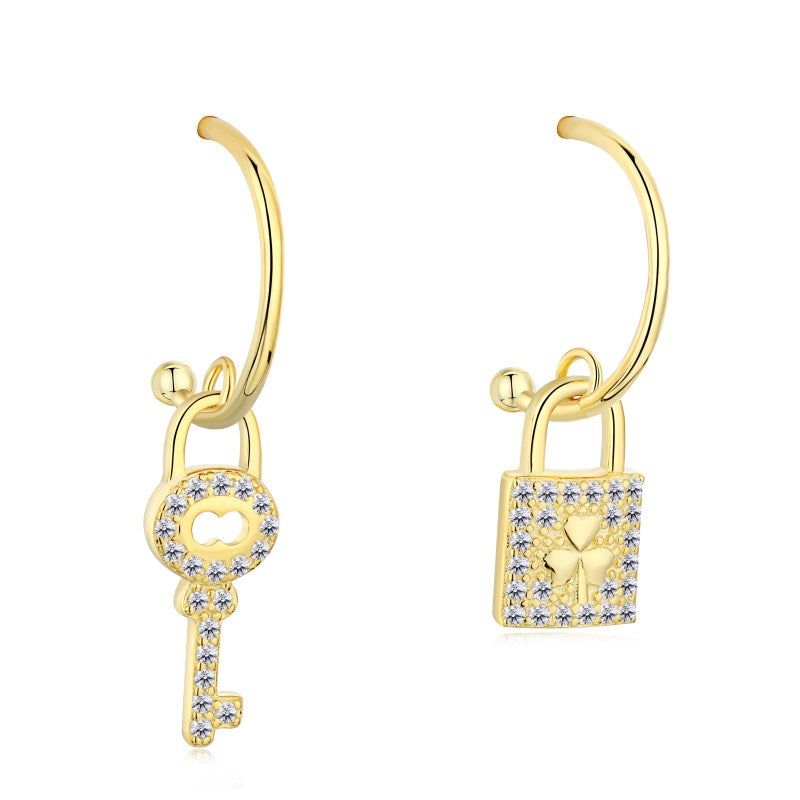 Lock & Key Yellow Gold Earrings