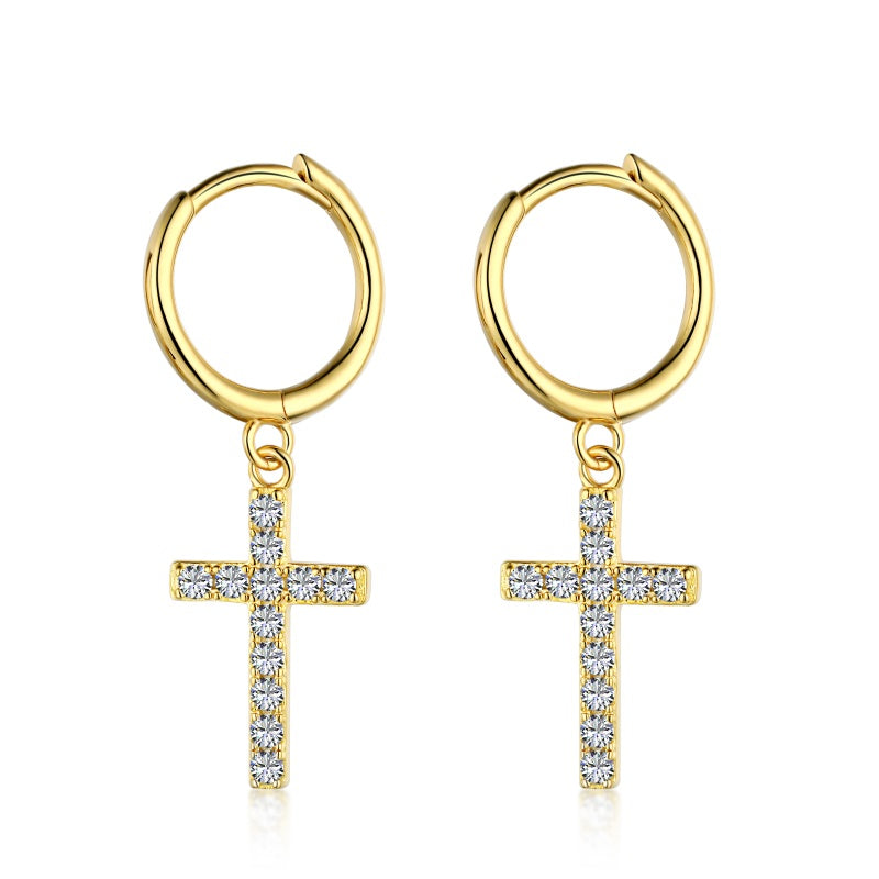 Cross Hoops in Yellow Gold