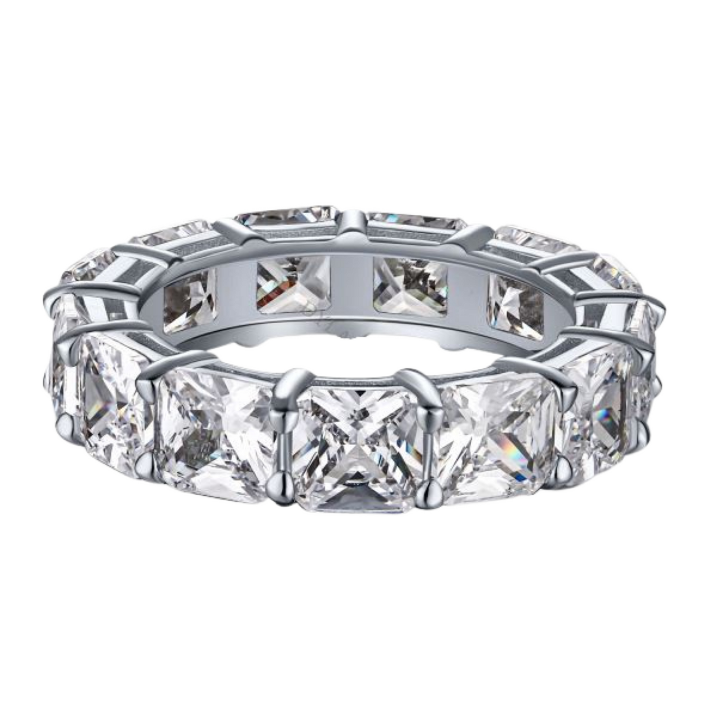 Silver & Simulated Diamond Princess Cut Eternity